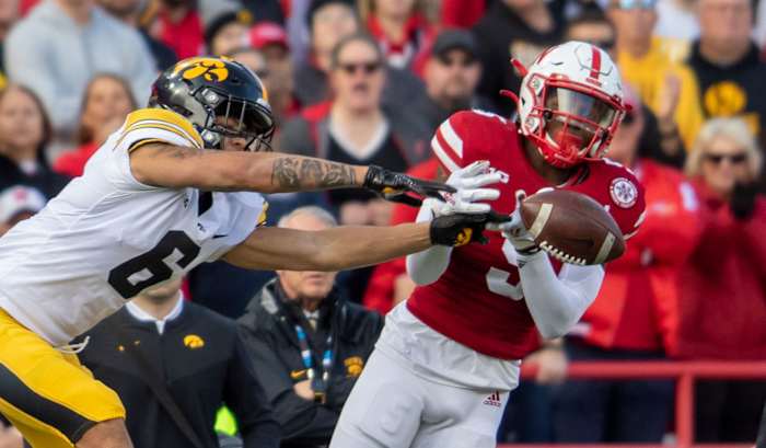 Keagan Johnson and Cam Taylor-Britt PBU 4Q 2021 Iowa cropped